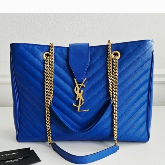 Yves Saint Laurent Handbags - Yves Saint Laurent Blue Quilted Tote